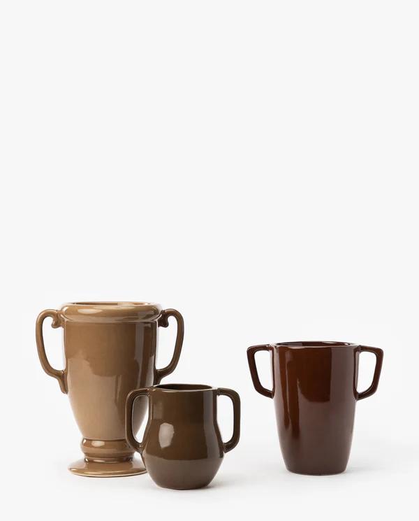 Three Ceramic Double Handed Vases
